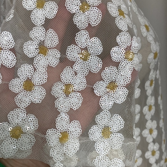 Vintage Alice Moon Daisy Embellished Blouse sequin exposed zipper feminine - Picture 9 of 10